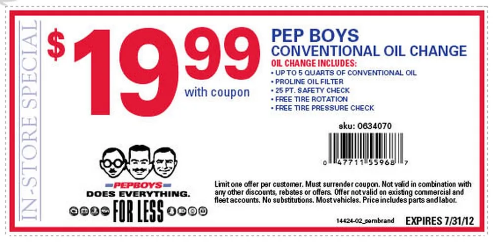 How To Use A Pep Boys Oil Change Coupon